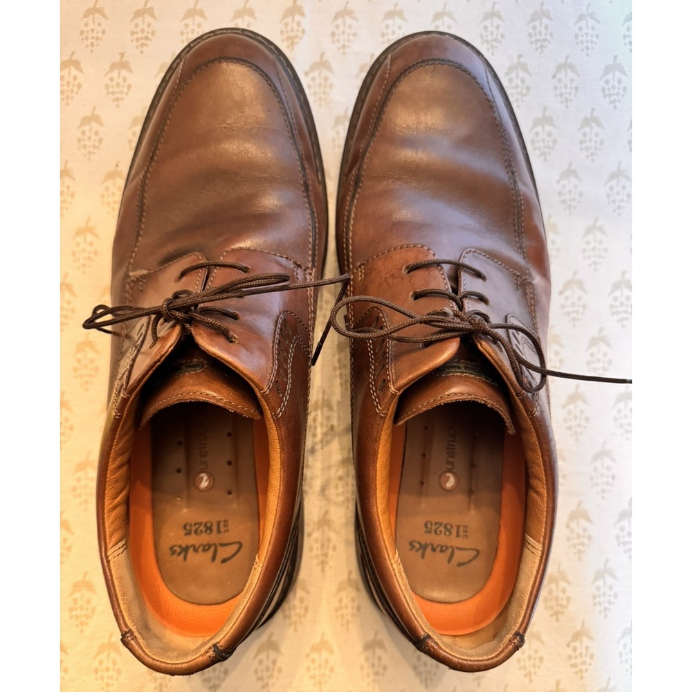 Clarks Mens 11.5‎ W Brown Leather Comfort Classic Oxfords Shoes Cushion Sole